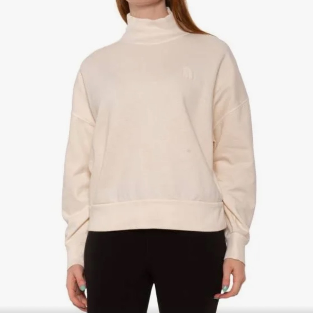 North Face Logo Funnel Neck Sweatshirt in Vintage White